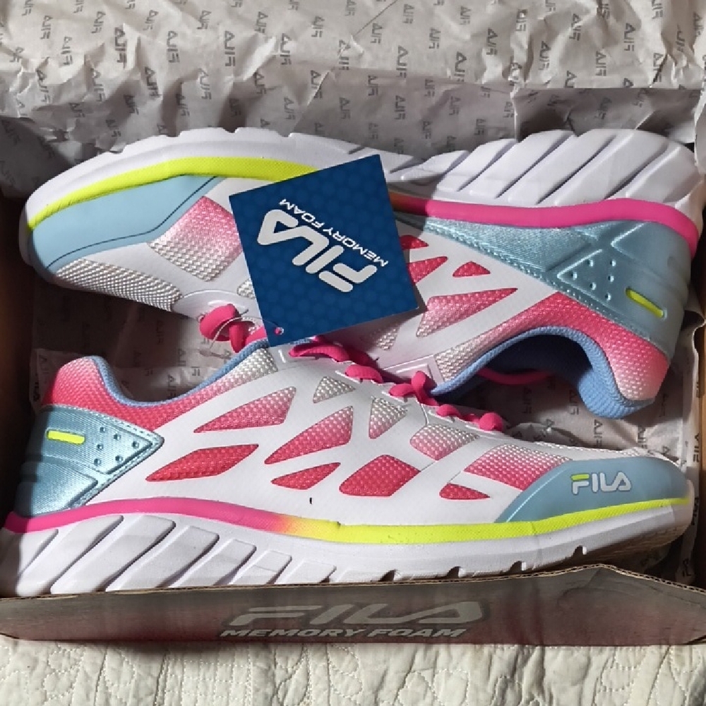 Fila Women's Athletic Shoes in Pink, Blue, and White